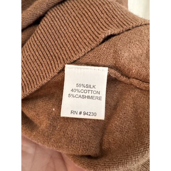 Paul Frederick Brown Long Sleeve Mock Neck Silk Blend Knit Sweater Men's XL - Picture 4 of 6